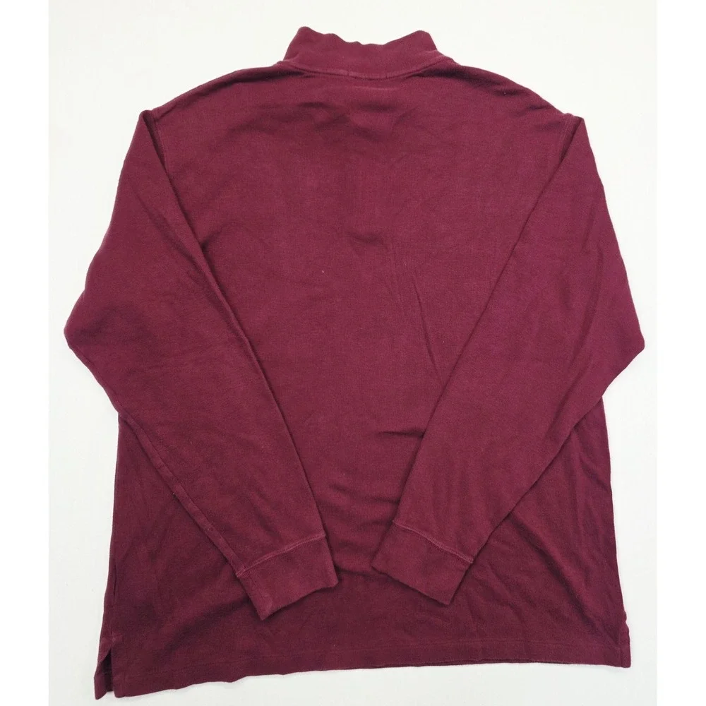Polo Ralph Lauren Estate Rib‎ Quarter Zip Sweater Men's Large Burgundy Cotton